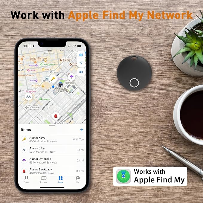 Air Tracker Tags-2 Pack [Apple MFi Certified] (iOS Only), Smart Bluetooth Tracker, Compatible with Apple Find My, Item Locator for Keys, Luggage, Wallet, Suitcase, Bags, IP67 Waterproof