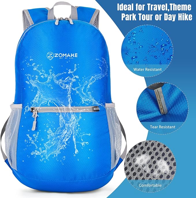 ZOMAKE Ultra Lightweight Hiking Backpack 20L, Packable Small Backpacks Water Resistant Daypack for Women Men(Dark Blue)