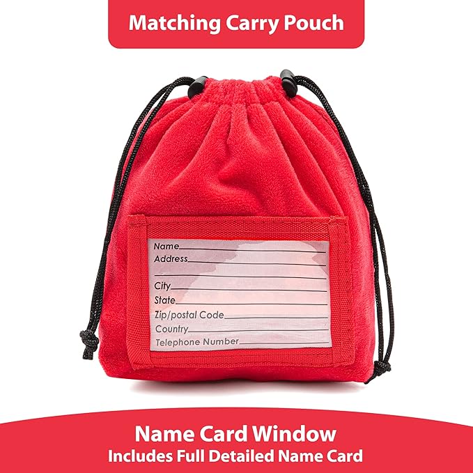 Inflatable Travel Neck Pillow: Extra-Soft, Cushion. for Airplanes, Trains, Cars, Portable Travel Accessory-with Carrying Pouch for Cell Phone and Passport Etc. (Vintage Red)