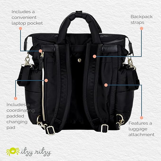 Itzy Ritzy Dream Convertible Diaper Bag Tote Backpack - Baby Diaper Bag with 14 Pockets, Changing Pad & More (Coffee & Cream)