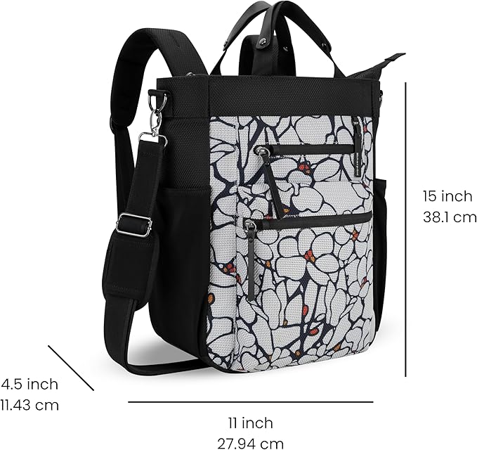 Sherpani Soleil, Anti Theft Convertible Backpack, 3 in 1 Tote Bag, Crossbody Purse, 18L Travel Backpack, Travel Gifts for Women, RFID Protection, Metal Hardware, Fits 13” Laptop (Sakura)