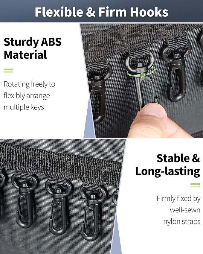 Uniclife Zippered Key Case Organizer Waterproof and Fireproof Key Binder with 36 Hooks and Tags Portable Key Storage Book for Offices Real Estate Agencies Hotels and Rental Management
