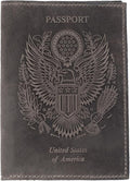 LEATHER VILLAGE Leather Passport Holder Cover – Travel Wallet with Card Slots, Vintage Passport Case for Men & Women – Cute Organizer for Travel Accessories & Documents - Grey