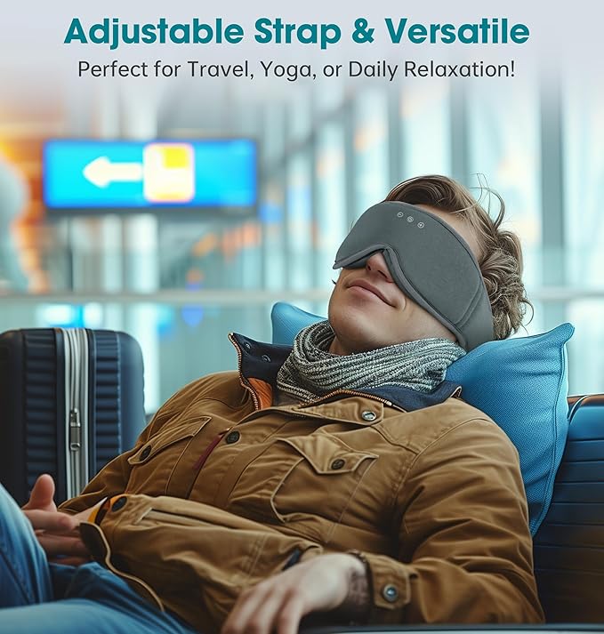 Sleep Mask with Headphones Bluetooth 5.4，LC-dolida 2025 New 3D Bluetooth Sleep Mask Headphones with Soft Bamboo Cotton for Side Sleepers Women Men, Sustainable Luxury for Better Sleep