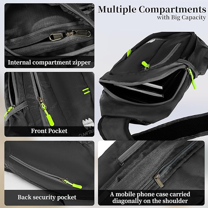 Small Sling Backpack, Lightweight Crossbody Backpack,Foldable Cross Body Bag for Men Women,Shoulder Bag for Sport Outdoors Hiking Traveling