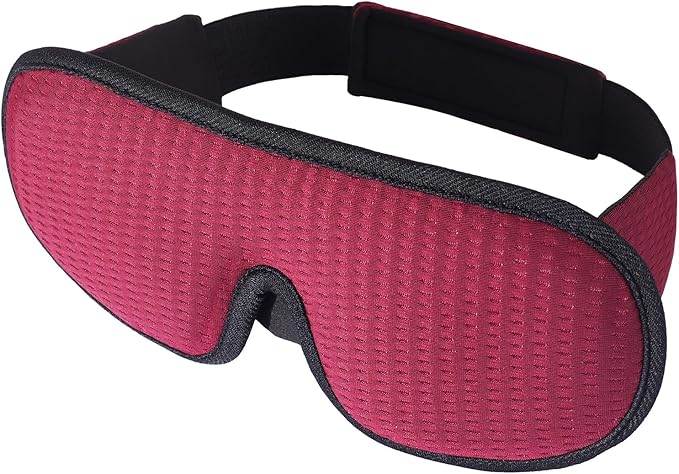 Sleep Mask for Men and Women 3D Contoured Eye Mask Patented Adjustable Light Blocking Night Mask for Sleeping (Red)