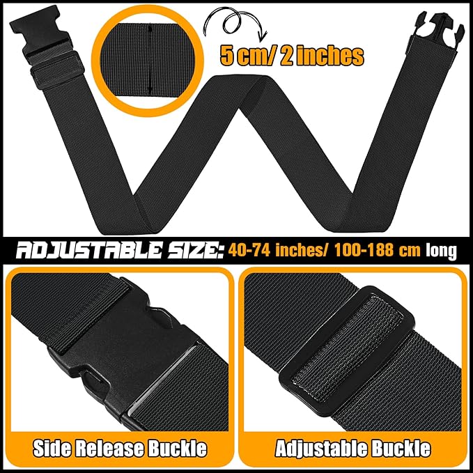 Eccliy 12 Pack Luggage Straps Suitcase Belts Wide Adjustable Packing Straps Travel Belts Accessories for Business Packing(Black)