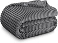Bare Home Textured Fleece Blanket - Full/Queen - Ultra-Soft Lightweight for Bed, Sofa, and Couch - Luxury Microplush - Cozy Warm Blanket (Full/Queen, Ribbed Grey)