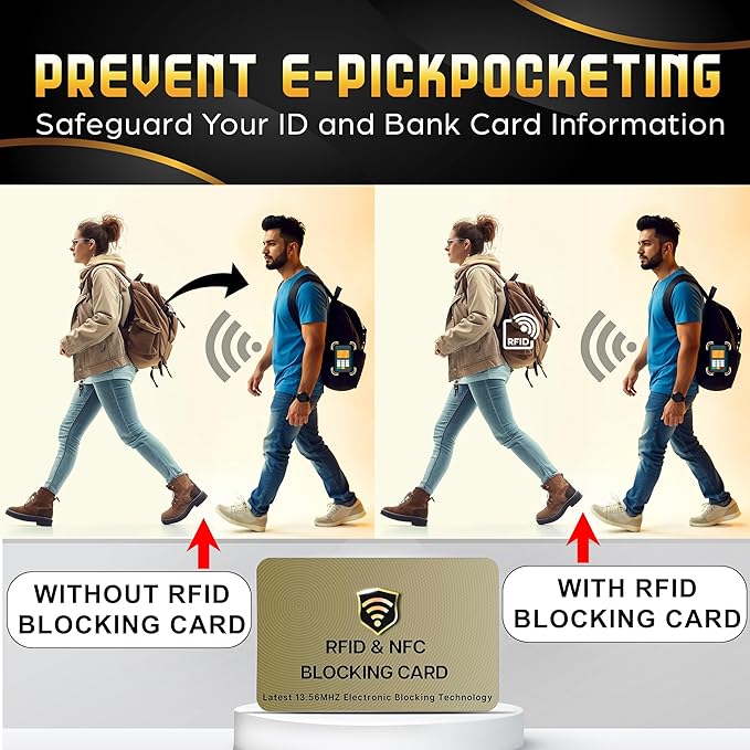 SaiTech IT RFID Blocking Cards - 2 Pack, Protects Entire Wallet/Purse, NFC/Contactless Bank Card Protector - Golden