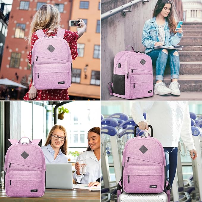 School Backpack for Teen Girls, Cute College Backpacks for Women Students Aesthetic Bookbag Large 15.6 Inch Laptop Bag Middle School Back Pack, Pink