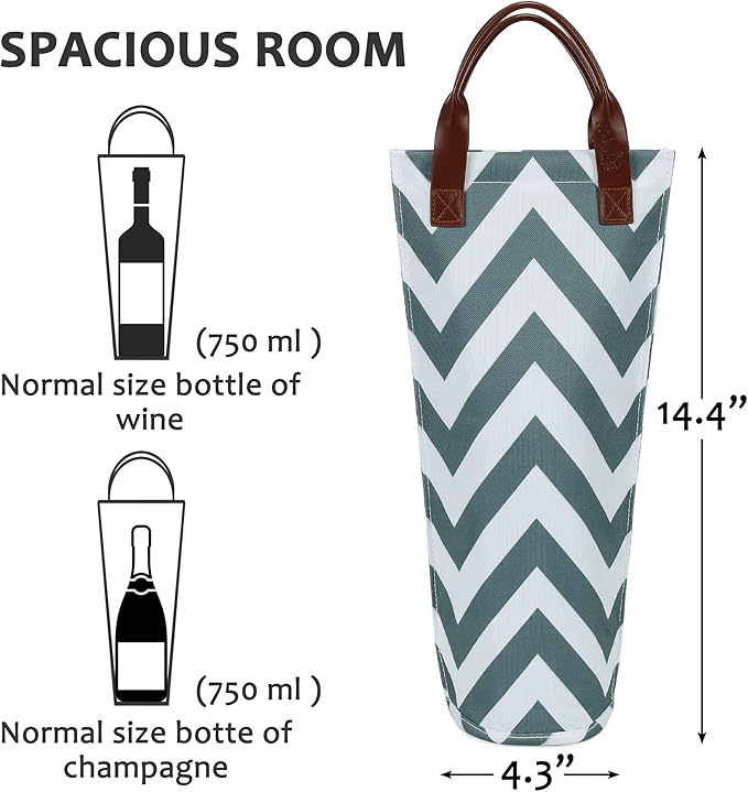 Tirrinia Single Wine Carrier Tote, Insulated Wine Cooler Bag for Travel, Picnic, & Wine Gifts – Thermal Padded Wine Bottle Holder Tote for Men & Women, Wine Gift for Wine Lovers,Black