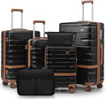 Luggage Sets Lightweight Hard Shell Suitcases with Spinner Wheels for Family Travel - Durable PC+ABS Material Carry On Luggage YKK Zippers (Black, 6 Piece Sets (18/20/24/28/DB/TB))