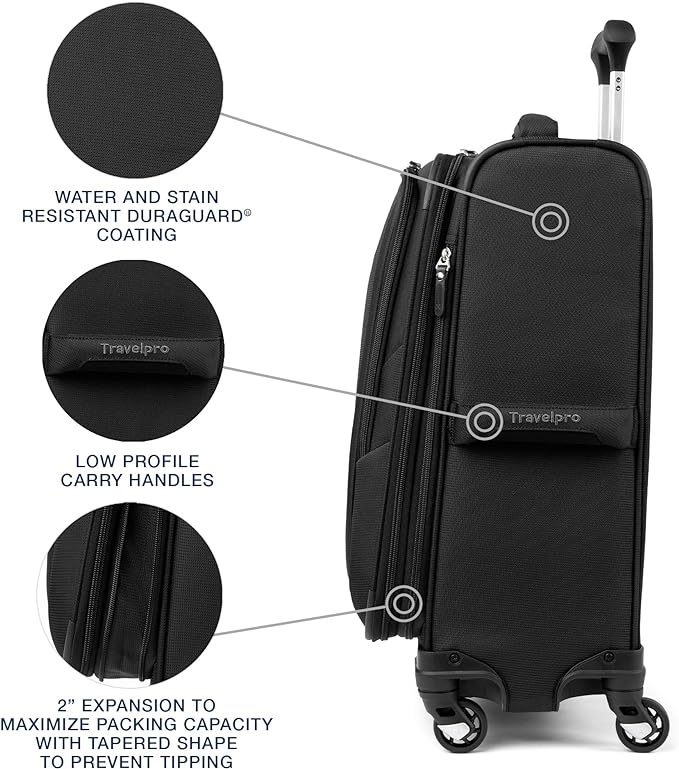 Travelpro Maxlite 5 Softside Expandable Carry-On Luggage with Spinner Wheels, Lightweight, 21-Inch — Black