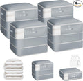 4 Pack Compression Storage Bags - 110L Large Capacity Comforter Storage Bag, 3-Layer Washable Ultra Space Saving Self Compression Organizer Space Bags for Blanket, Sweater, Sheet, Light Gray