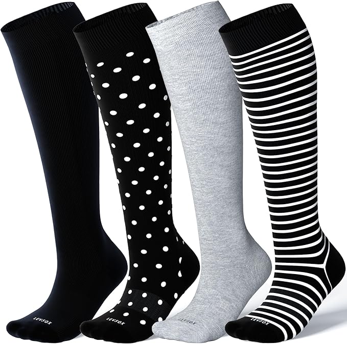 LEVSOX Compression Socks for Pregnant Women 20-30 mmHg Knee High Cute Funny Mens Supports Socks for Nurses, Medical, Travel