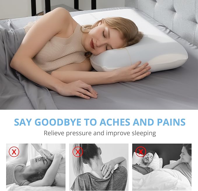 EGOHOME Cooling Memory Foam Pillow for Neck and Shoulder Pain,Two Firmness with Washable & Reversible Cover, Standard Size,1 Pack 4",CertiPUR-US