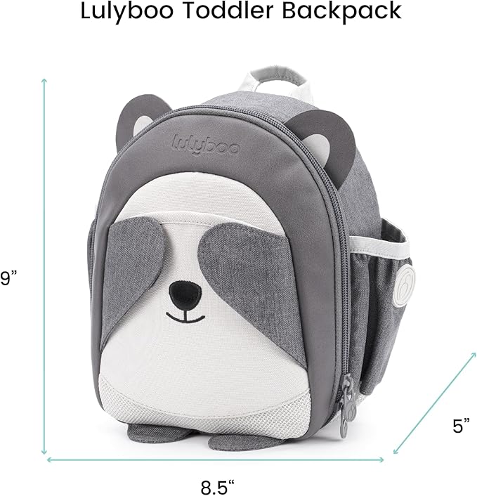 Lulyboo Panda Toddler Backpack Leash with Detachable Child Harness & Wrist Tether, Baby Walking Safety Harness, Kids Backpack with 5 Storage Pockets & Insulated Lunch Bag, Perfect for 1-7 Years