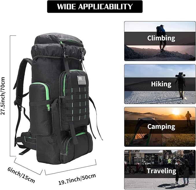 Hiking Backpack for Men 70L/100L Camping Backpack Military Rucksack Molle 3 Days Assault Pack for Climbing