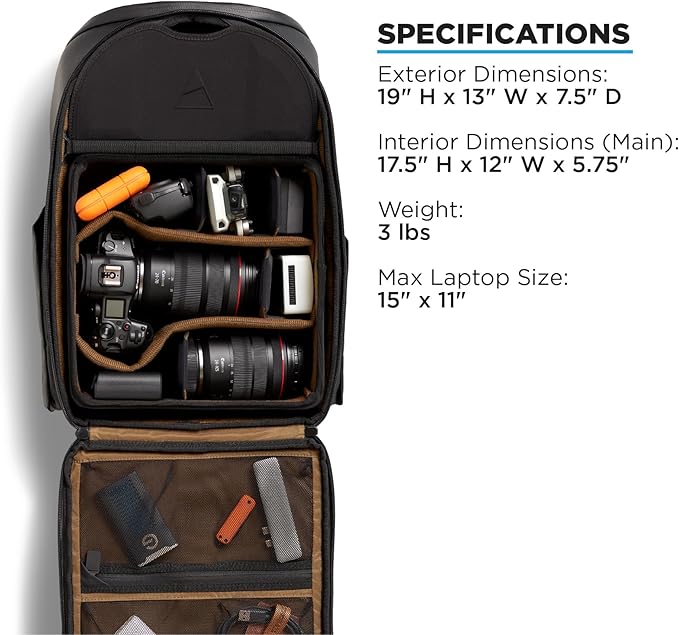 NOMATIC Peter Mckinnon Camera Pack 25L, Ladder, & Large Camera Cube - DSLR Camera Backpack for Men And Women, Extra Large Photography Bag, Travel Camera Backpack, Weekend Bag