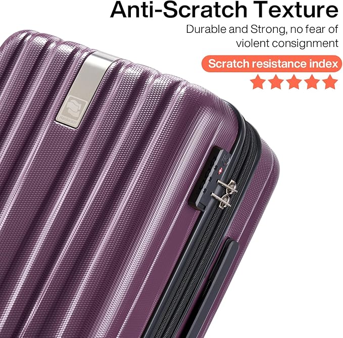 Hanke Luggage Sets 2 piece Carry On Luggage with Wheels PC Hard Shell Suitcases Lightweight Checked Travel Luggage Large Travel Suitcase Woman Men 20/29 Inch（Purple）