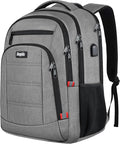 Backpack for Men Women, Travel School Backpacks for Teen Boys, Bookbag with USB Charging Port, Anti Theft College Students Backpack Fits 15.6 Inch Laptop, Casual Work Business Back Pack, Grey