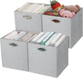 Posprica Storage Cubes, 12×12 Collapsible Storage Basket Bins,Heavy Duty Fabric Containers, 4pcs, Sliver Grey