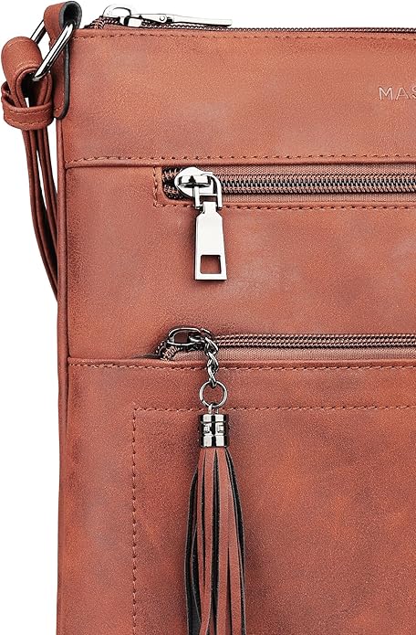 MASINTOR Crossbody Purses for Women, Multi Pocket Casual Crossbody Bag, Adjustable Strap Shoulder Bag with Tassel
