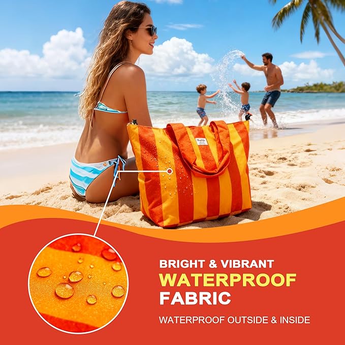Beach Bags Waterproof Sandproof, XL Large Pool Tote Bag for Women