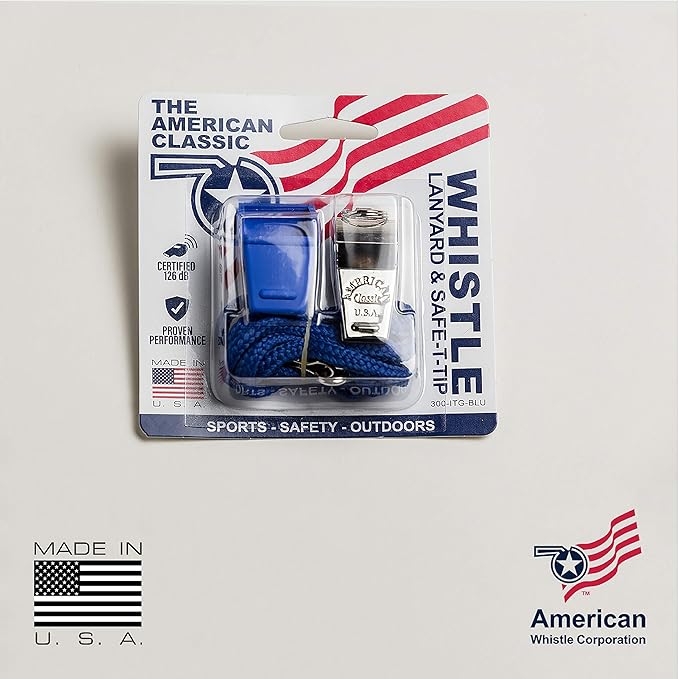 American Whistle Corporation American Classic Whistle - 126 db Solid Brass Whistle with Paracord Lanyards and Safe-T-Tip - Made in America