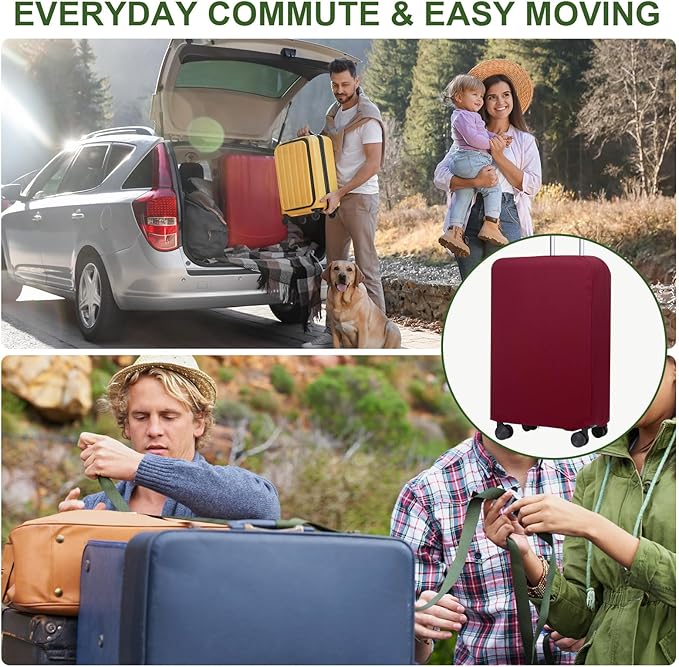 PATIKIL Luggage Cover, Suitcases Covers Elastic Carry on Cover Protector Washable Scratch-Resistant Fits 24-25 Inch Luggage for Travel Business Trips, Wine Red