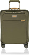 Briggs & Riley 21" Global Carry On Expandable Spinner - Luggage for International Travel, Suitcases with Wheels, Softside Rolling Bag for Men & Women, Self-Repairing Zipper- Baseline Collection, Olive