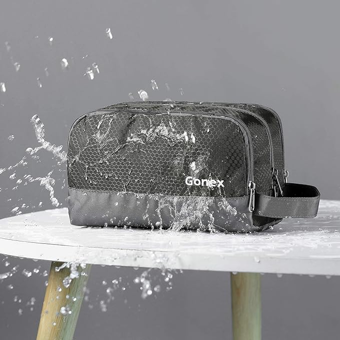 Gonex Travel Toiletry Bag Nylon, Dopp Kit Shaving Bag Toiletry Organizer Gray