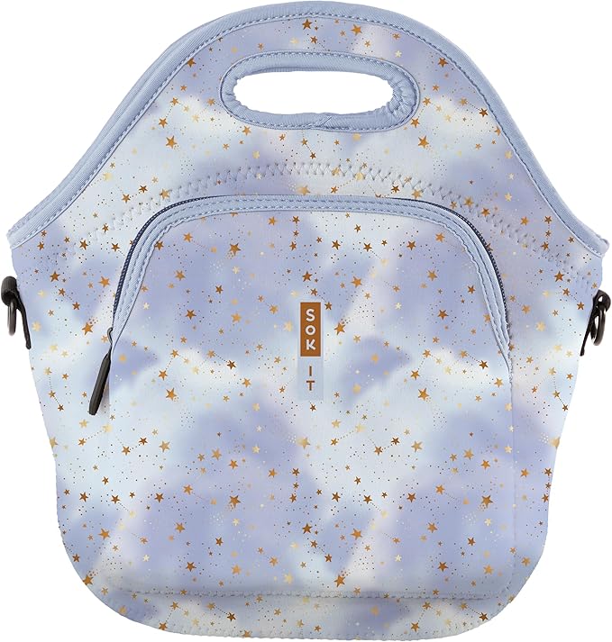 Sok It LunchTote Zippered Bag Insulated Neoprene Caddy (Cosmic Glitter, X-Large 6.5 Quart Lunch Tote)