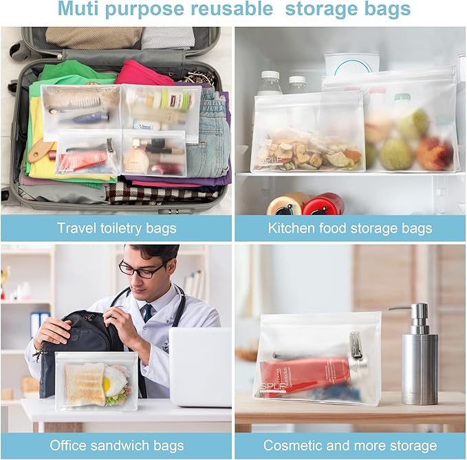 SPLF 3 Pack Leakproof Clear Toiletry bags, TSA Approved Quart Size Zipper Bags, BPA Free Travel Makeup Cosmetic Bags for Women Men, Carry on Airport Airline Compliant Bags-White