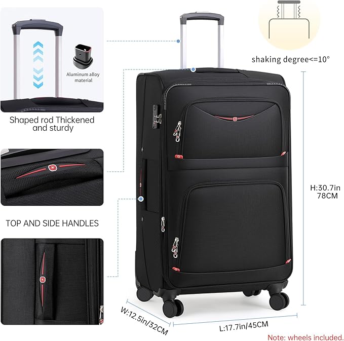 Softside Expandable Luggage with 4 Spinner Wheels, Durable Checked-Luggage Suicase (Blue, 29-Inch)