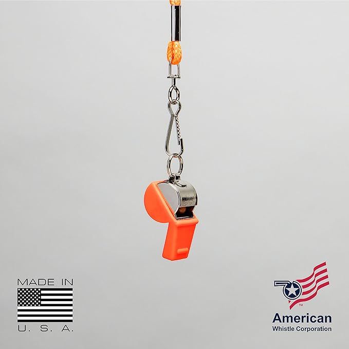 American Whistle Corporation American Classic Whistle - 126 db Solid Brass Whistle with Paracord Lanyards and Safe-T-Tip - Made in America