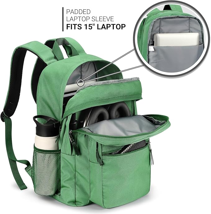 ZORFIN 26L Backpack for College, and Travel: Water Resistant Bookbag - Lemon Green