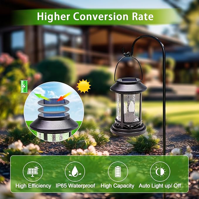 Beautyard Outdoor Solar Candles Lights Flickering Decorative Lantern Stake Lighting for Garden, Backyard, Lawn, Pathway, Patio Accessories and Decor ( Small 6 Pack , Black )…