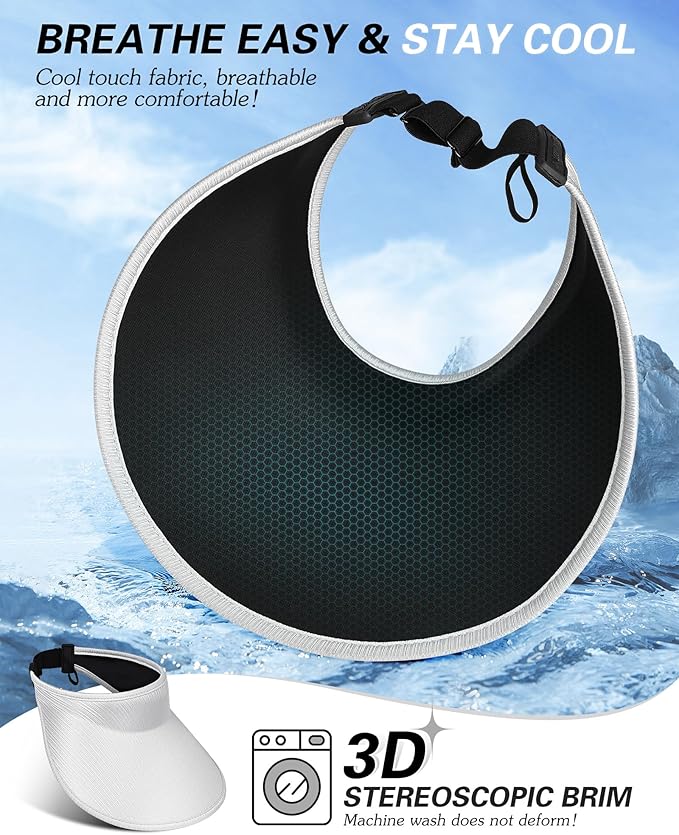 Sun Visor Hats for Women,UPF50+ Wide Brim Sun Hats Adjustable Foldable Beach Hats for Daily Travel
