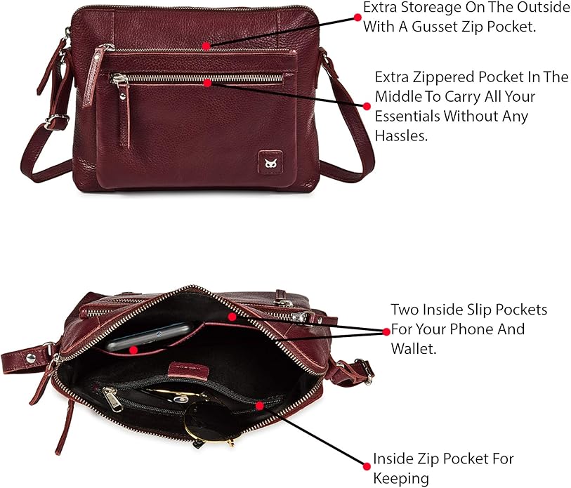 Wise Owl Accessories Small Soft Pebbled Real Leather Crossbody Handbags Purses Sling Crossover Shoulder Bag