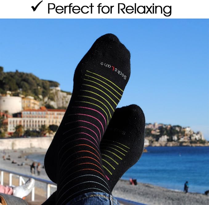 Cotton Compression Socks for Women & Men. 15-20 mmHg Support Knee-High Black S/M