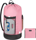 BALEINE 150L Laundry Bag Backpack, 900D Oxford Fabric Large Travel Laundry Bags with Shoulder Straps and 2 Mesh Pockets for College Dorm, Apartment, Laundromat (Pink, 150L)