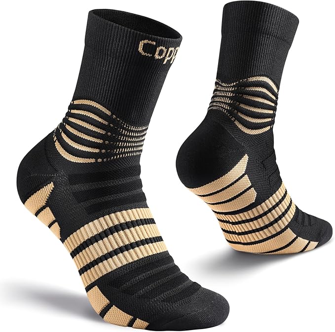 NEENCA Professional Copper Compression Socks, Medical Ankle Support Socks for Injuries Recovery & Pain Relief, Women & Men Circulation, Swelling, Runner, Travel, Pregnancy, Flying—1 Pair, 20-30 mmHg
