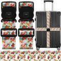 Luggage Straps for Suitcases, Travel Adjustable Belt with Quick Release Buckle, Heavy Duty Nylon Bag Packing Strap, Unique Bright Identifiers Business Travel Accessories (2 Pack) - Red Yellow Flowers
