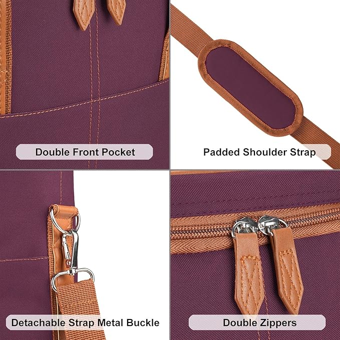 Tirrinia Insulated Wine Gift carrier - 3 Bottle Travel Padded Wine Carry Cooler Tote Bag with Handle and Adjustable Shoulder Strap, Purple