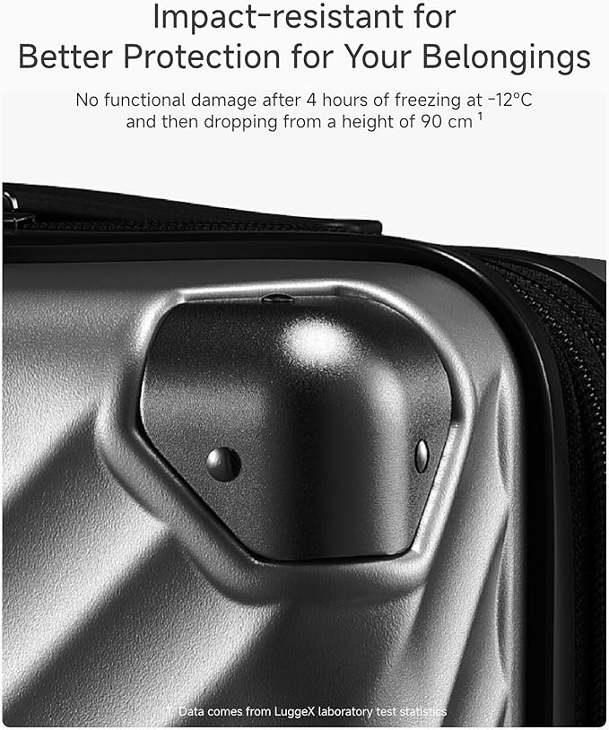 LUGGEX Luggage with Spinner Wheels, Polycarbonate Hard Shell Suitcase, Carry On 21 Inch, Charcoal Metallic