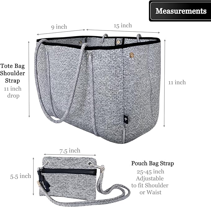 Pole Tribe Neoprene Tote - Large Beach, Gym, Travel Bag & Wallet, Water-Resistant, Durable, Lightweight, Sailor Rope Design