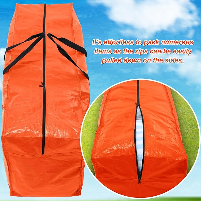 4 Pcs 96 Gallon Large Moving Bags with Zipper and Handles Foldable Storage Duffle Bags Heavy Duty Extra Large Totes for College Dorm Travel Clothes Blankets Bedding Moving (Orange)