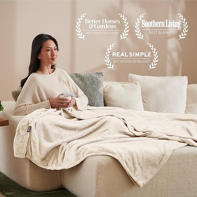 Bare Home Fleece Blanket - King Size - Ultra-Soft Lightweight for Bed, Sofa, and Couch - Luxury Microplush - Cozy Warm Blanket (King, Vanilla)