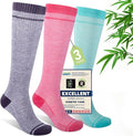 Mens Compression Socks for Men Women, 15-20 mmHg Bamboo Viscose Knee High Soft Support for Travel Daily